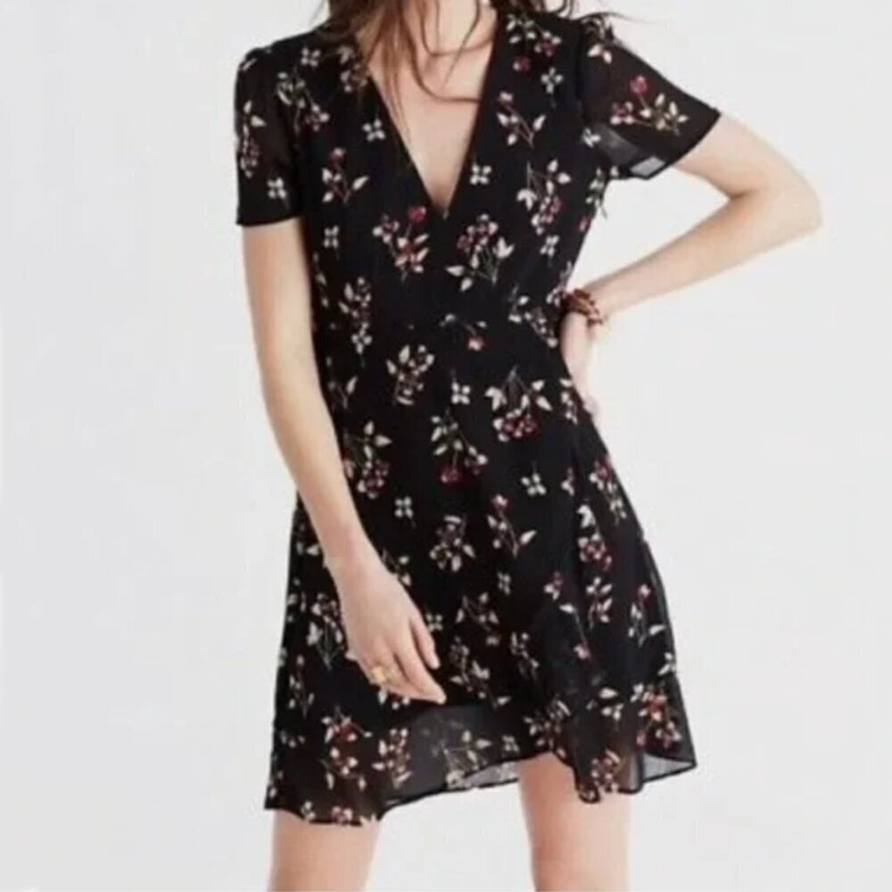 Madewell Alexa Chung Black Floral Mini Dress